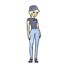 cartoon pretty woman wearing hat