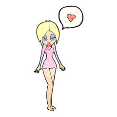 cartoon woman with love heart