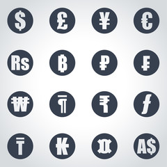 Vector black currency symbols icon set