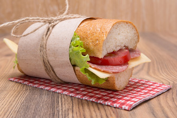 Sandwich with cheese and sausage