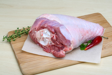Raw turkey leg
