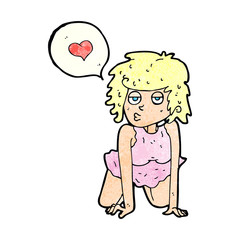 cartoon woman in love
