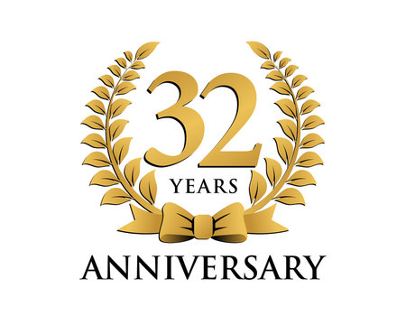 anniversary logo ribbon wreath 32