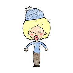cartoon woman wearing winter hat