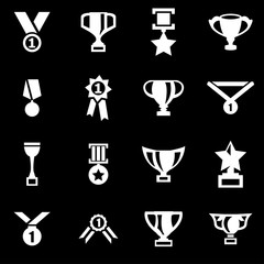 Vector white trophy and awards icon set