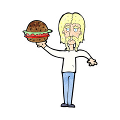 cartoon man with burger