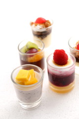 Sweet desserts in the glass