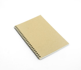 Brown notebook on white background