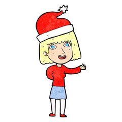 cartoon woman ready for christmas