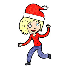 cartoon woman ready for christmas