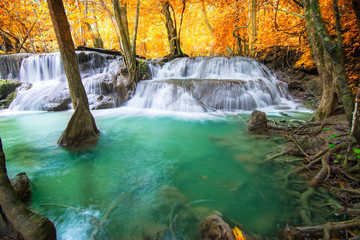 beautiful waterfall in deep forest 