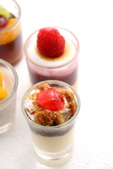 Sweet desserts in the glass