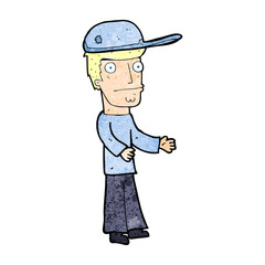 cartoon worried man wearing hat