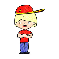cartoon boy wearing cap