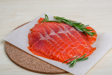 Sliced salmon