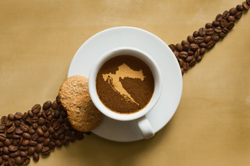 Still life - coffee with map of Croatia