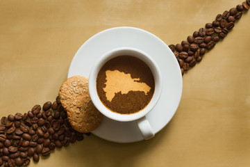 Still life - coffee with map of Dominican Republic