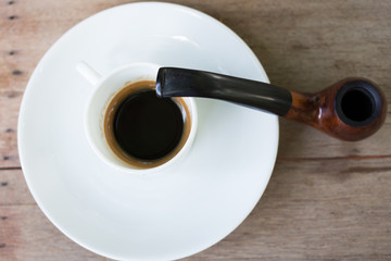 Coffee espresso with Smoking Pipes