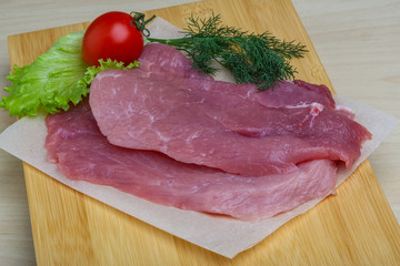 Raw pork schnitzel