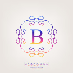 Abstract creative concept vector logo of retro monogram isolated