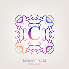 Abstract creative concept vector logo of retro monogram isolated