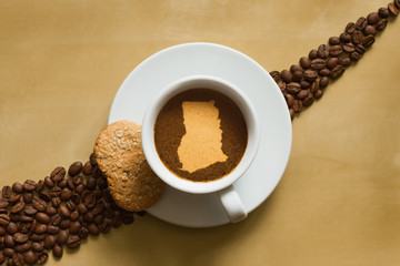 Still life - coffee with map of Ghana