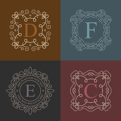 Abstract creative concept vector logo of retro monogram isolated