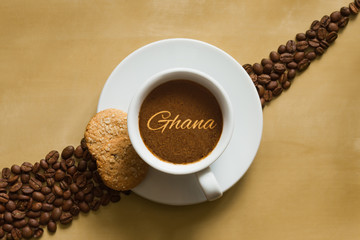 Still life - coffee wtih text Ghana