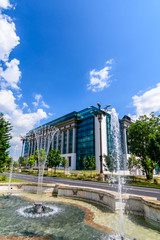 Fototapeta na wymiar Modern building of National Library, Bucharest, Romania