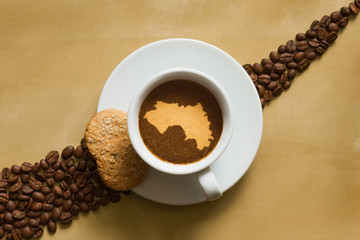 Still life - coffee with map of Guinea