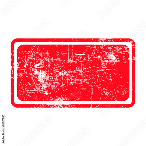 “red rectangular grunge stamp with blank isolated on white backgr
