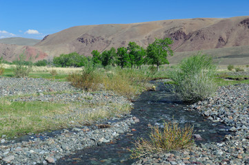 Color soil of mercury deposits in Altai in Chagan-Ouzun place