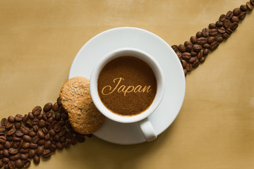 Still life - coffee wtih text Japan