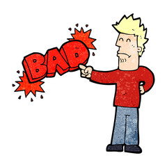 cartoon man pointing out the bad