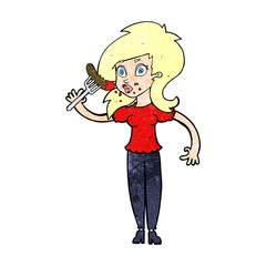 cartoon woman eating hotdog