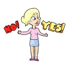 cartoon woman making choice