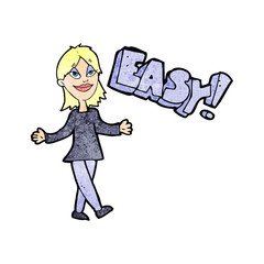 cartoon woman saying easy