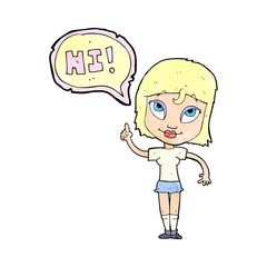 cartoon woman sayin hi