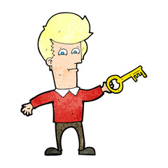 cartoon man with key