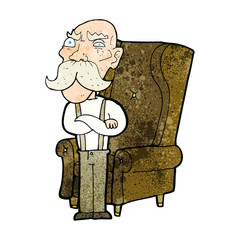 cartoon old man and chair