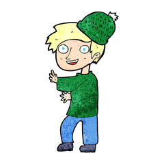 cartoon man wearing winter hat
