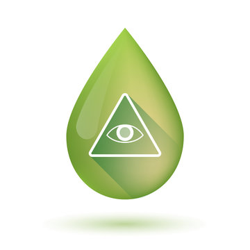 Olive oil drop icon with an all seeing eye