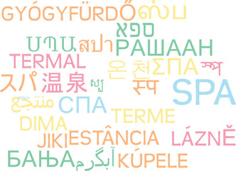 Spa multilanguage wordcloud background concept