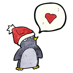 cartoon penguin in christmas hat