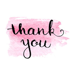 Thank you hand lettering with watercolour © Yuzach
