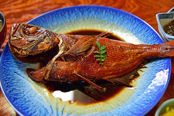 金目鯛の煮付け/Simmered of red snapper.
Traditional cuisine of Japan.