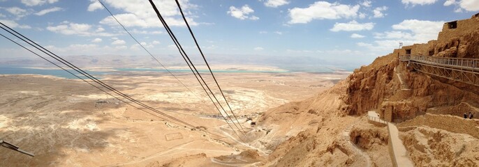 Beatiful Panorama Landscape View on Dead Sea and Jordan Border in Israel Masada Mountain View from...