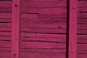 Beautiful red / pink wooden cabin wall (tree, background, texture, wallpaper)