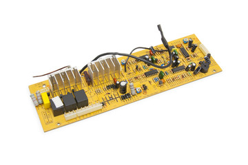 electronics circuit board over white