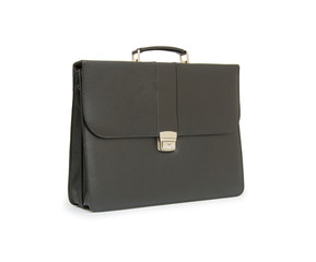 Business leather briefcase isolated